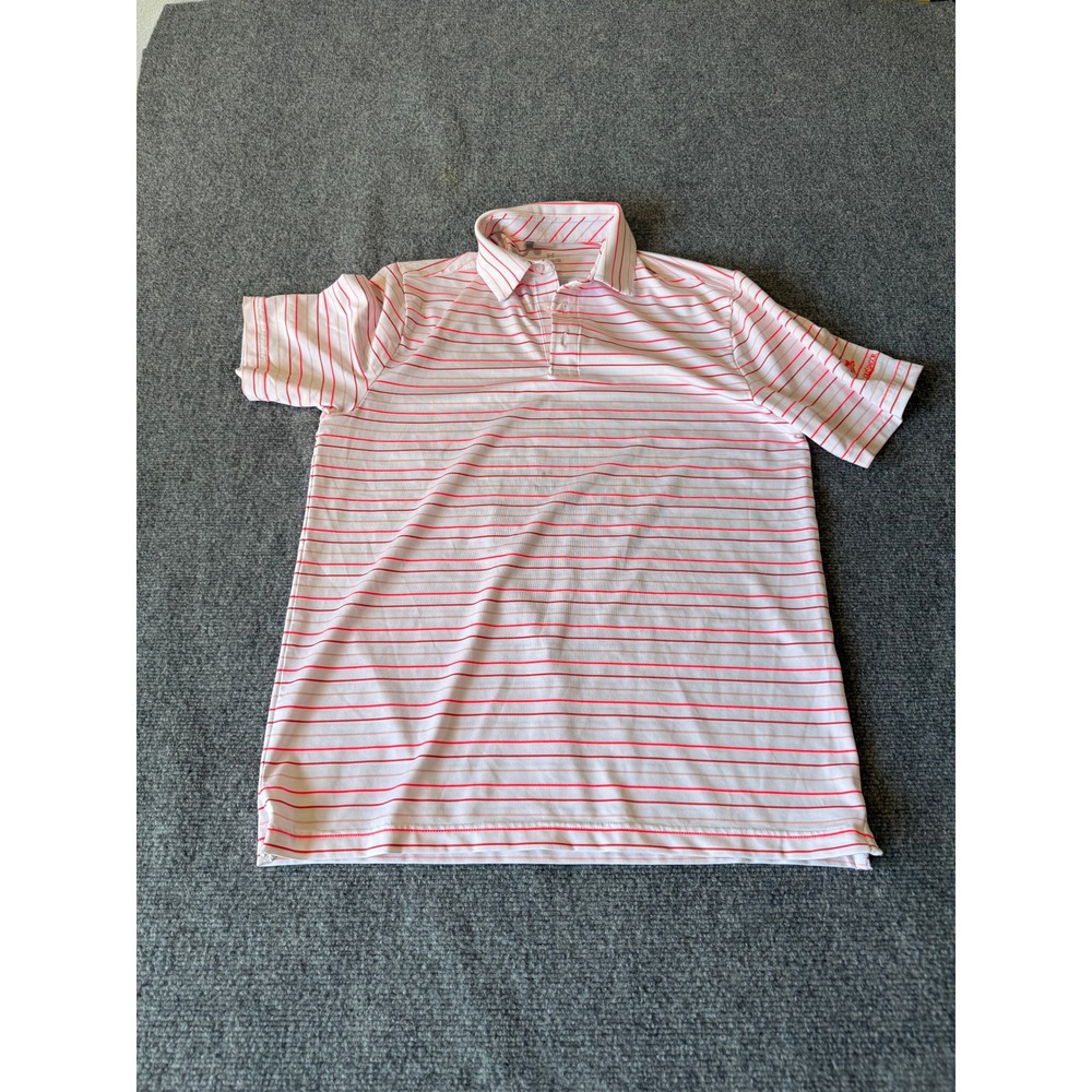 Under Armour Mens Red White Striped El Conquistador Golf Polo Shirt‎ Medium MD